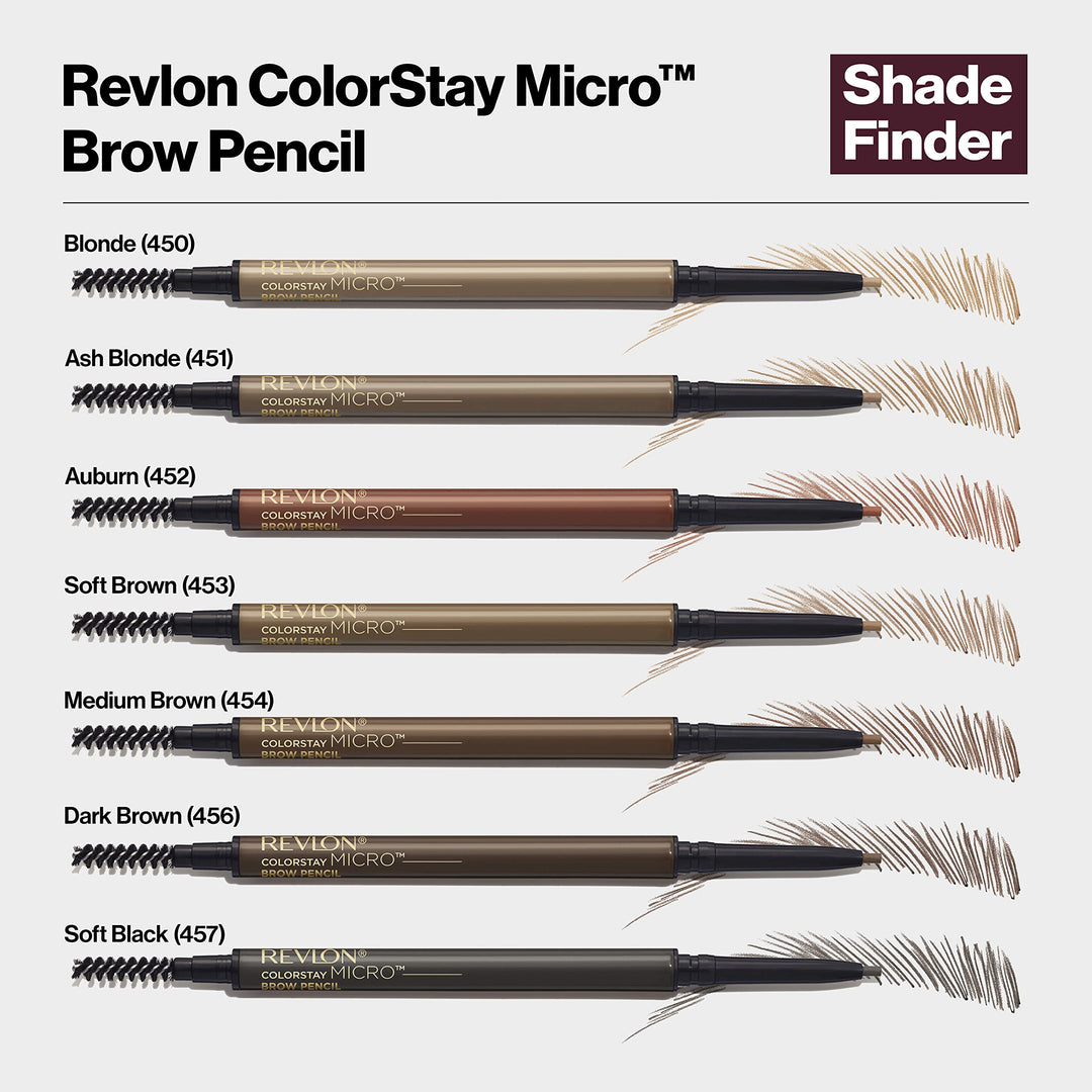 Revlon ColorStay Micro Eyebrow Pencil with Built In Spoolie Brush, Infused with Argan and Marula Oil, Stocking Stuffer for Her, 454 Medium Brown, 0.003 oz Retail $8.22