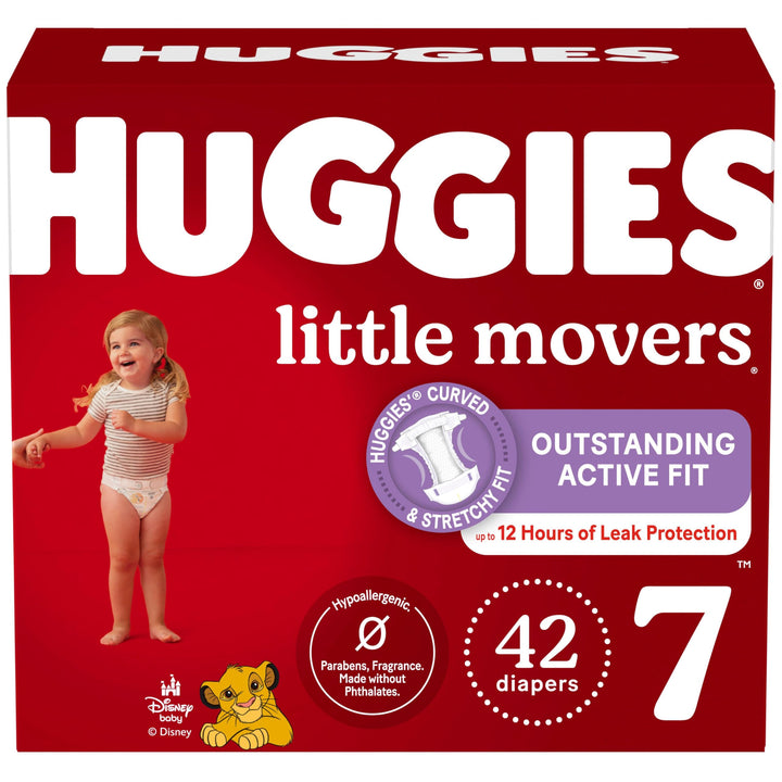 Huggies Size 7 Diapers, Little Movers Baby Diapers, Size 7 (41+ lbs), 42 Count, Packaging May Vary