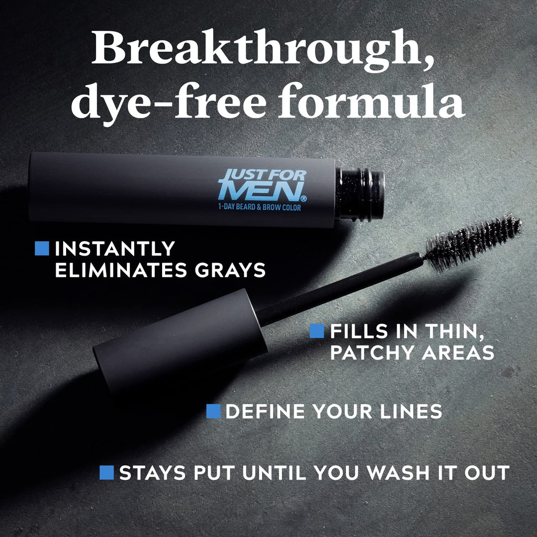 Just for Men 1-Day Beard & Brow Color, Temporary Color for Beard and Eyebrows, For a Fuller, Well-Defined Look, Up to 30 Applications, Light Brown, Ships in Eco-Friendly Packaging (Pack of 3)