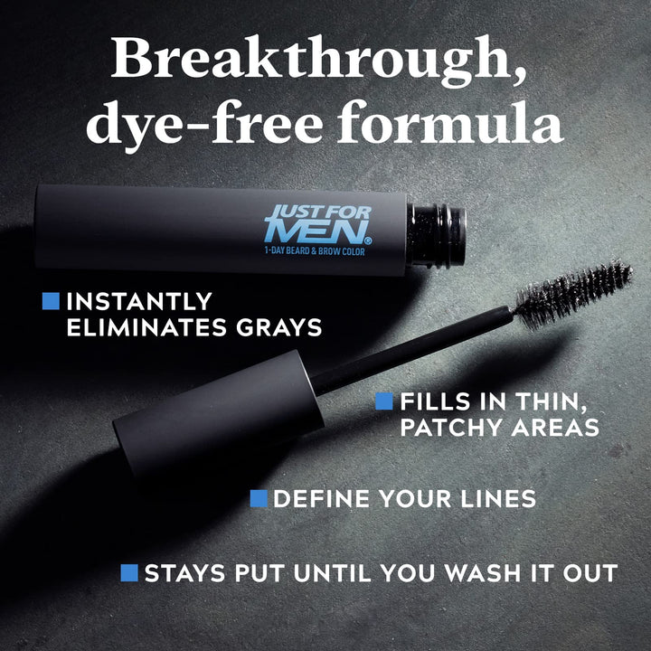 Just for Men 1-Day Beard & Brow Color, Temporary Color for Beard and Eyebrows, For a Fuller, Well-Defined Look, Up to 30 Applications, Light Brown, Ships in Eco-Friendly Packaging (Pack of 3)