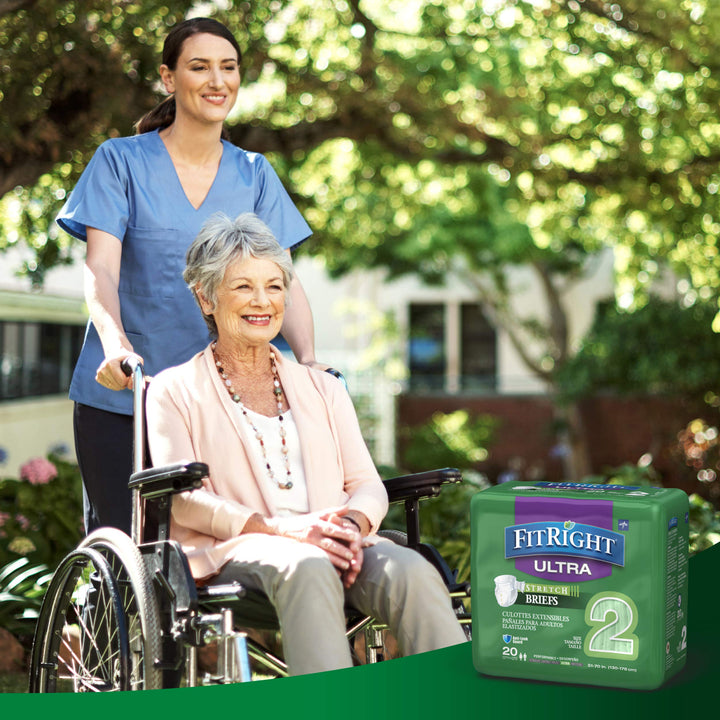 FitRight Stretch Ultra Adult Briefs, Incontinence Diapers with Tabs, Heavy Absorbency, Large/XL/2XL, 51 to 70", 20 Count