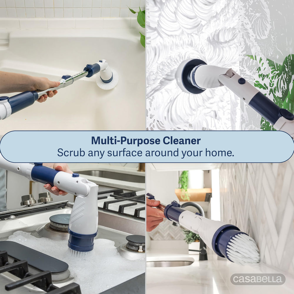 Casabella Power Spin Scrubber, Extendable to 47.5” – Cordless Electric Cleaner for Shower, Kitchen, Bathroom, Tile, Tub, Car, Deck - Rechargeable Spin Brush with Adjustable Brush Head & 4 Attachments Retail $49.99