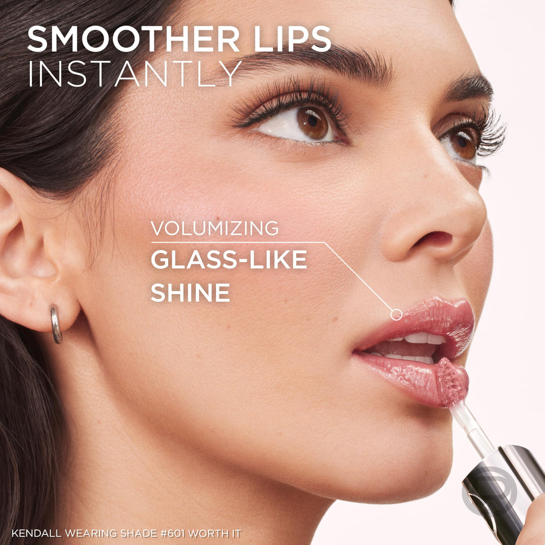L'Oreal Paris Plump Ambition Hyaluron Lip Oil, 24 HR Lip Gloss with Hyaluronic Acid, Volumizing Formula with Glass-Like Shine, Rouge In Love 380, 0.16 Fl Oz Retail $13.99