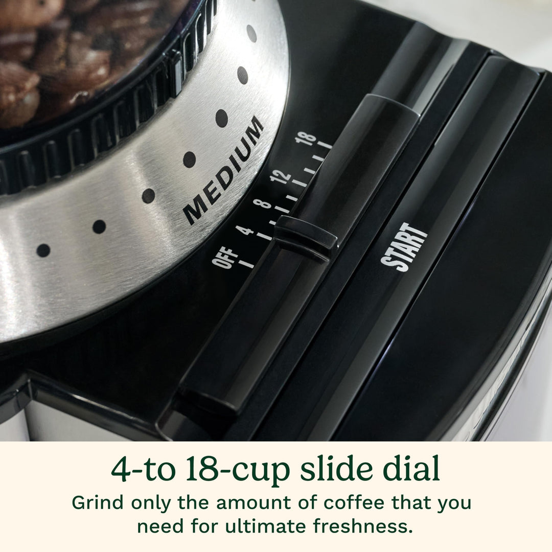 Cuisinart Coffee Grinder, Electric One-Touch Automatic Burr Coffee Grinder with 18-Position Grind Selector, Cup Size Selector for 4 Ã¢â‚¬â€œ 18 Cups, DBM-8P1, Black Stainless