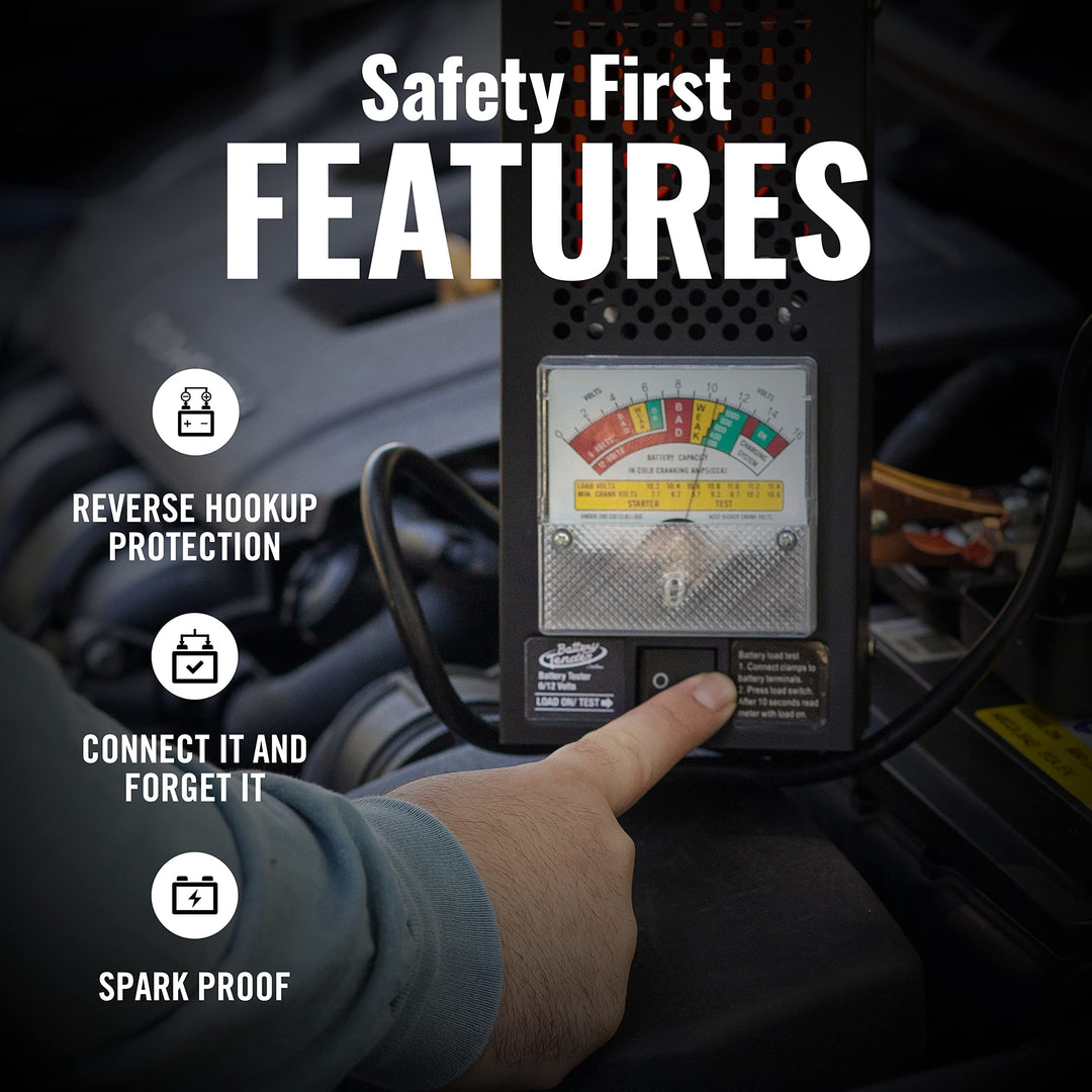 Battery Tender Battery Load Tester 12 Volt at 100 Amps / 6 Volt at 50 Amps Battery Tester - Test Battery Load for 12V or 6V Batteries - Battery Health Checker, Check Starter Motor Draw - 026-0020