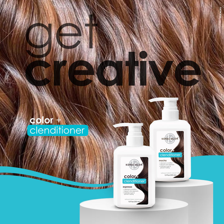 Keracolor Color + Clenditioner 3-in-1 Color-Depositing Conditioner, Gently Cleanses & Conditions, Semi-Permanent Espresso Hair Color, 12 Fl Oz