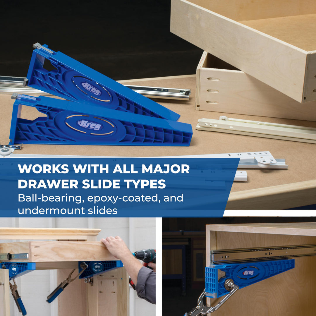 Kreg KHI-Slide Drawer Slide Jig - Drawer Slide Jig Kit - Drawer Slide Tool - for Cabinets, Drawers, Desks & More - Easily Install Drawer Slides - Set of 2 Retail $32.98