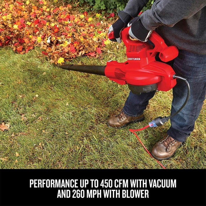 CRAFTSMAN 3-in-1 Leaf Blower, Vacuum and Mulcher, Backpack Blower Up to 260 MPH, 12 Amp, Corded Electric Leaf Collector (CMEBL7000) Retail $99.00