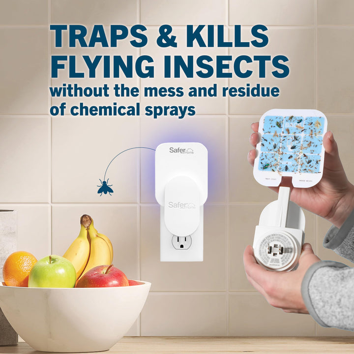 Safer Home Indoor Plug-In Fly Trap - SH502 - Effective Fruit Fly Traps for Indoors, Gnat Traps for House Indoor, 400 Sq Ft Protection - Style: 1 Device + 2 Glue Cards Retail $17.99