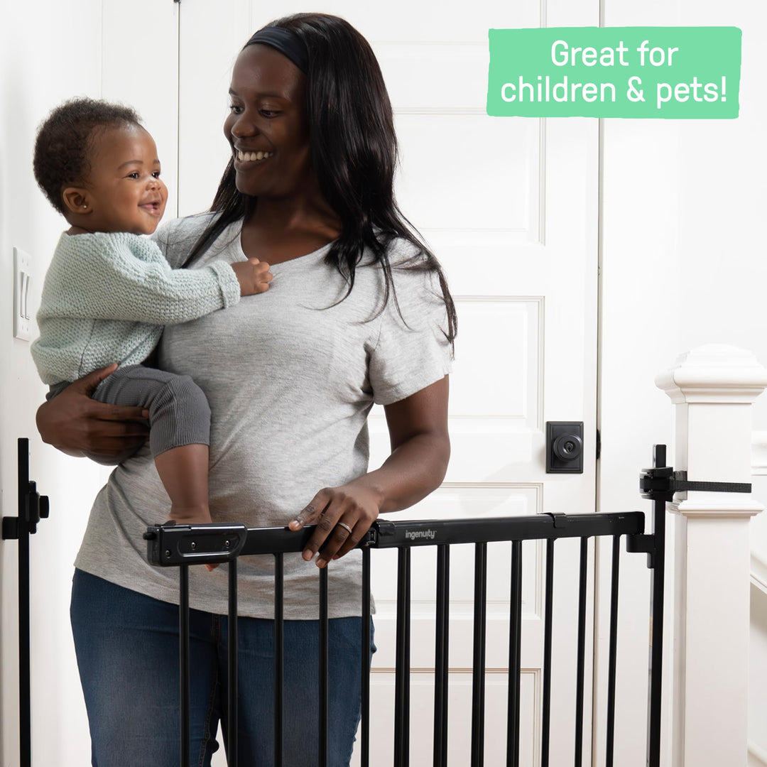 Ingenuity The Stairway+ 46W Series, Baby Gate for Stairs, Dog Gate Indoor for Banister Mount, Secure Stairway Safety Gate - Black Retail $99.98