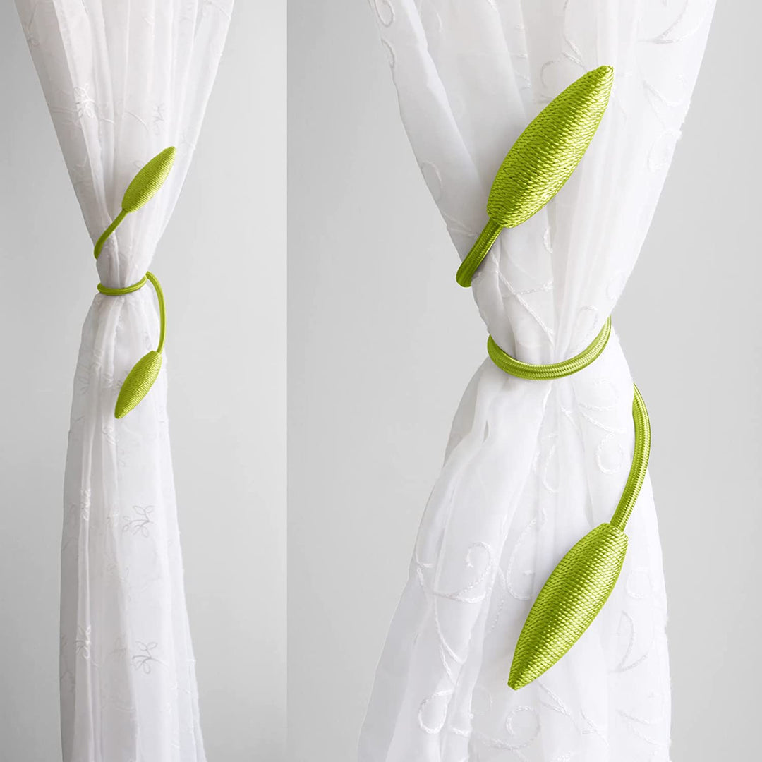 BAOANHLIFE Curtain Tiebacks Curtain Holders Clips | Curtain Ties for Drapes | Curtain Holdbacks | Curtain Tie Backs for Curtains 2 Pack | 65cm/25.60in Non-Slip Creative Window Decorative Home (Green)