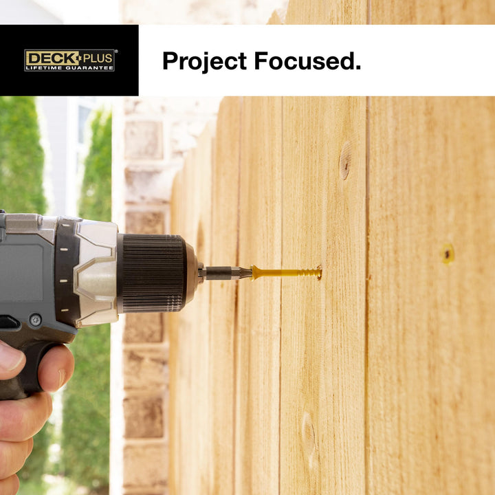 Deck Plus 3 Inch Epoxy Coated Exterior Wood and Fence Screws #10 x 3 Torx/Star Drive Included Coarse Thread, Outdoor Rust Resistant Decking Screw, Tan, 25lb Box, 1550 Pieces | 48420