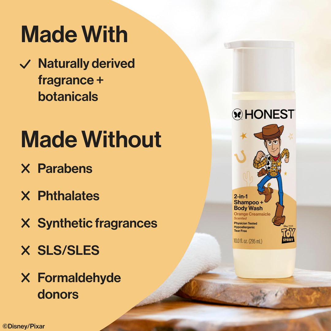 The Honest Company Cleansing 2-in-1 Shampoo + Body Wash, Gentle on Skin, Dermatologist Tested, Tear Free, Hypoallergenic, Disney and Pixar's Toy Story, Orange Creamsicle Retail $10.99