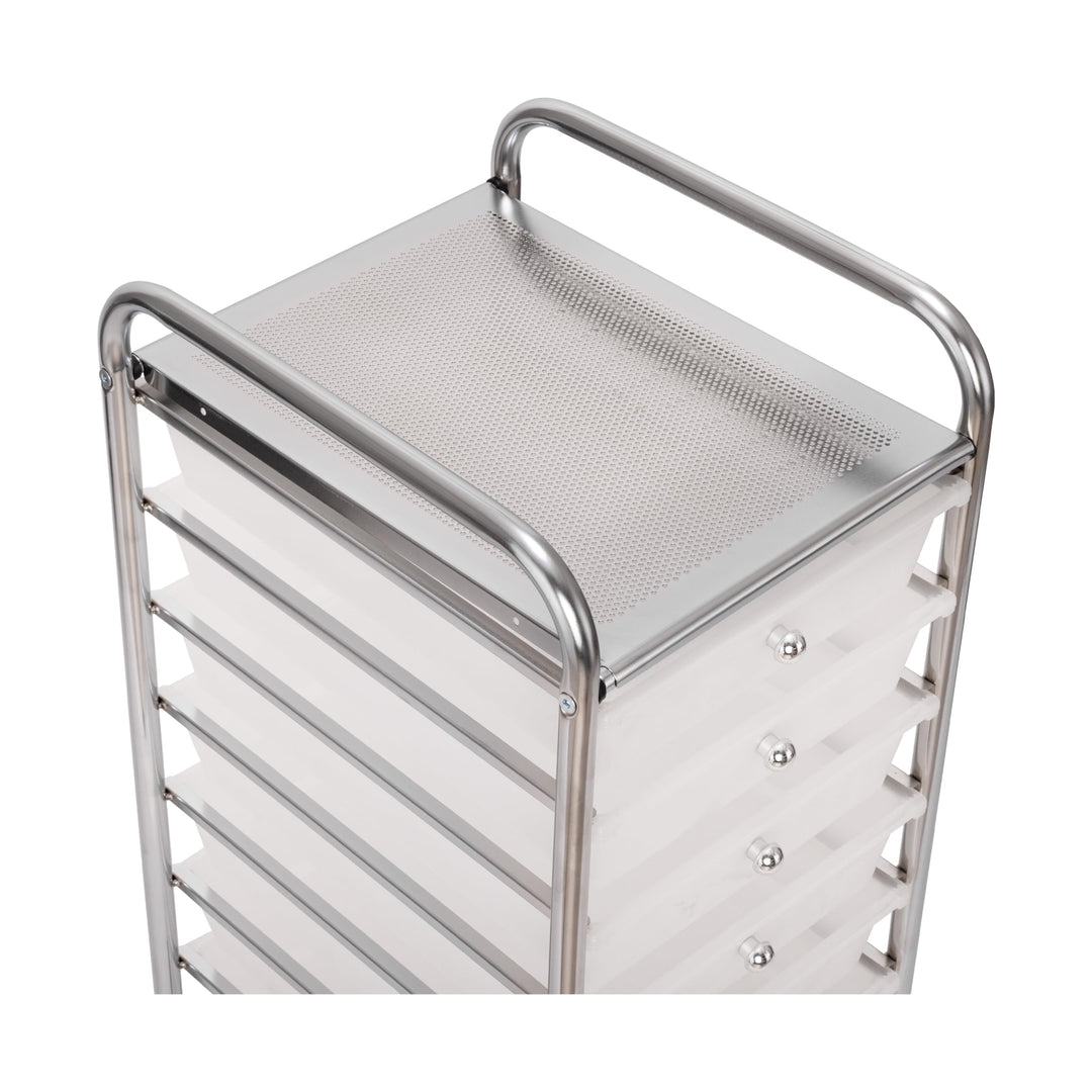Seville Classics Rolling Utility Organizer Storage Cart, for Home Office, School, Classroom, Scrapbook, Hobby, Craft, 10 Drawer, Frost White Retail $49.99