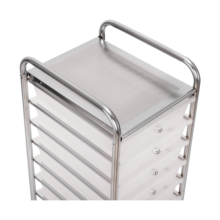 Seville Classics Rolling Utility Organizer Storage Cart, for Home Office, School, Classroom, Scrapbook, Hobby, Craft, 10 Drawer, Frost White Retail $49.99