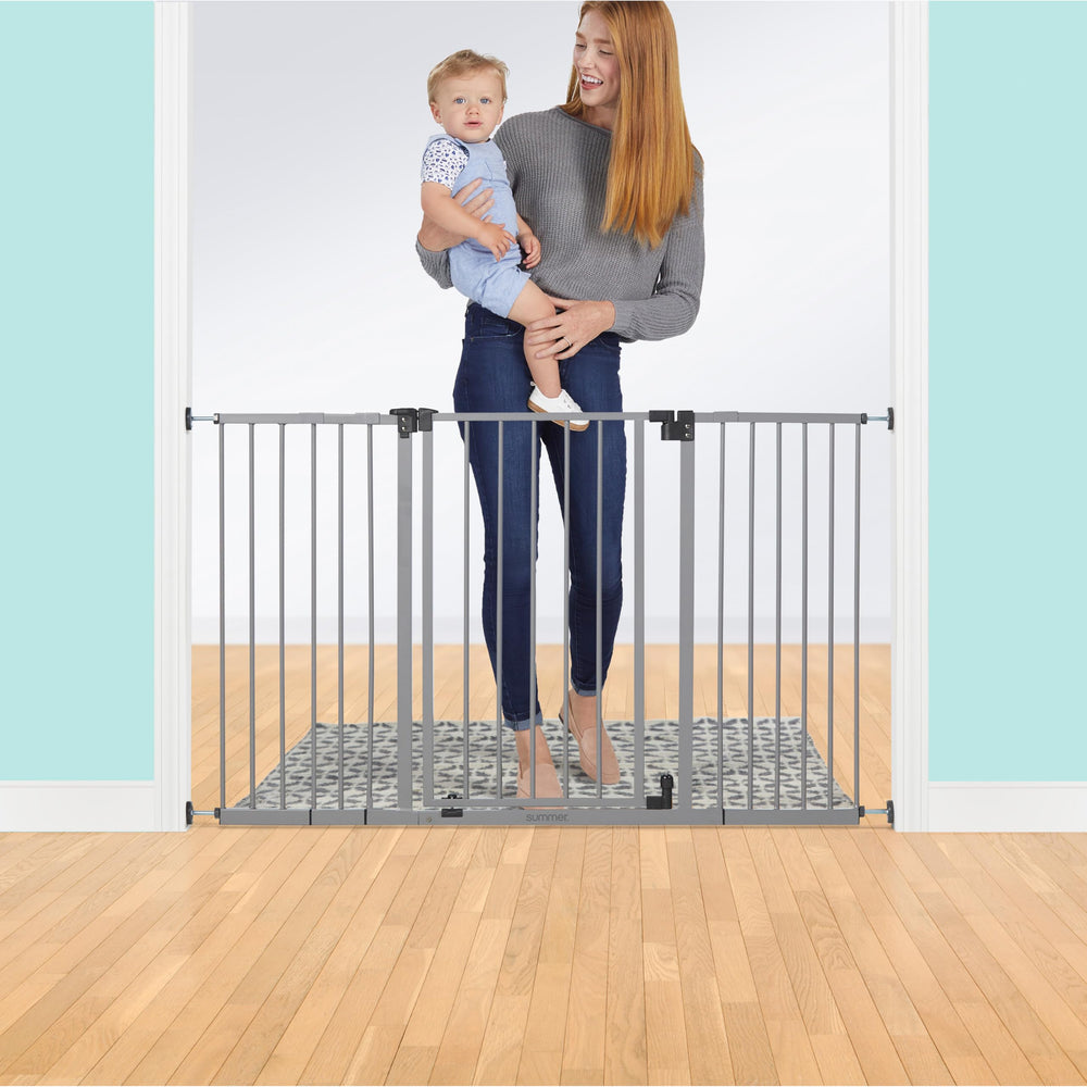 Ingenuity Summer Infant Central Station Stairway Wall, Banister, or Doorway Simple to Secure Safety Pet and Baby Gate with 3 Extension Frames, Gray Retail $67.99