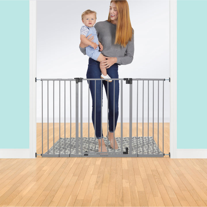 Ingenuity Summer Infant Central Station Stairway Wall, Banister, or Doorway Simple to Secure Safety Pet and Baby Gate with 3 Extension Frames, Gray Retail $67.99