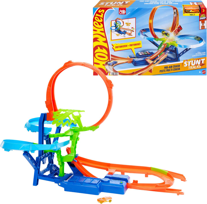 Hot Wheels Toy Car Track Set, Stunt Track Mid-Air Crash with 1:64 Scale Die-Cast Toy Car, Motorized Booster for Non-Stop Stunting & Racing Retail $53.99