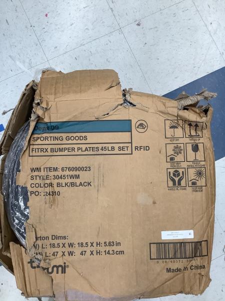 Fitrx Bumper Plates 45LB Set - RFID Enabled, Black/Black Retail $114.99