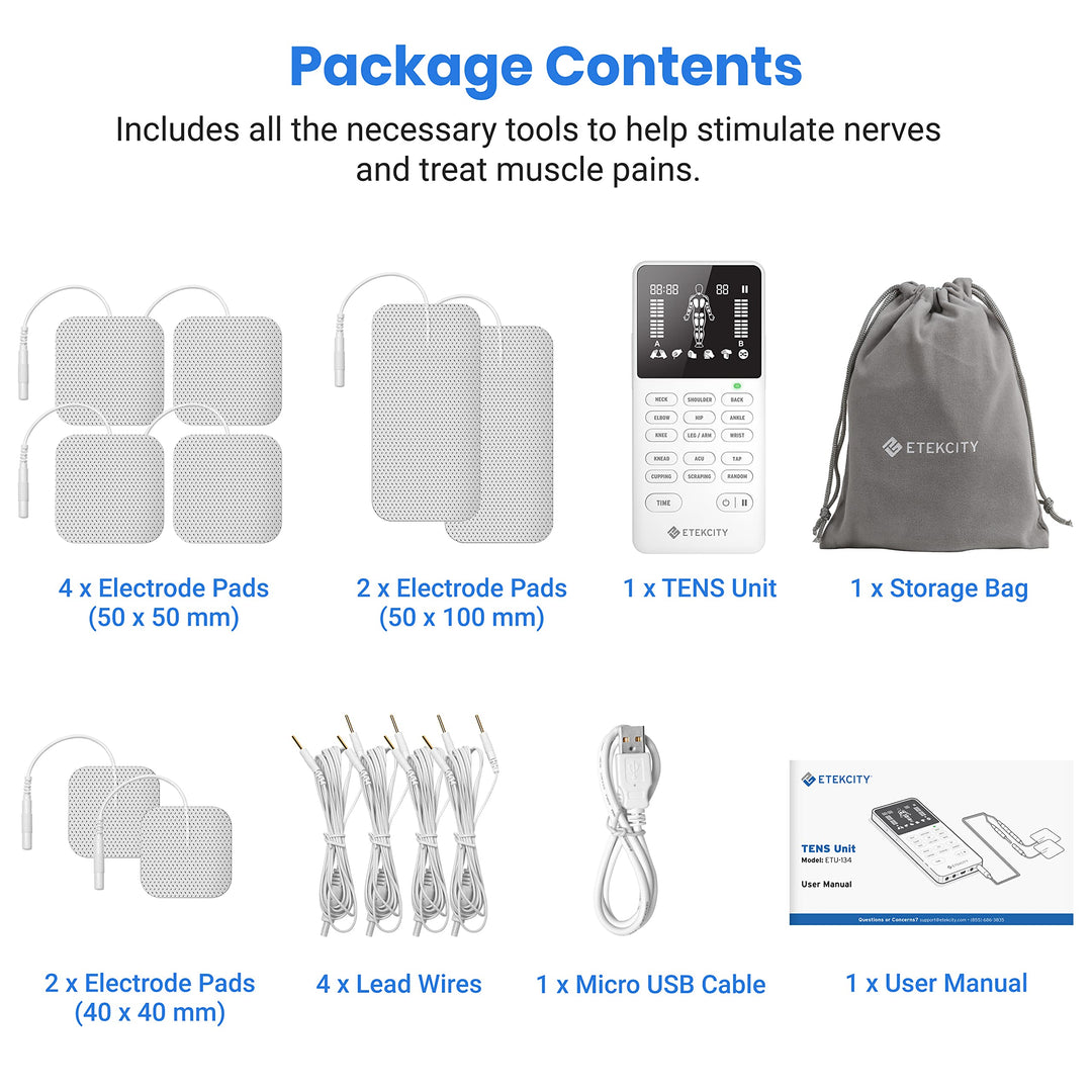Etekcity 4-Channel Rechargeable TENS Unit,FSA-HSA Eligible Muscle Stimulator for Pain Relief, After-Exercise Relaxation, Physical Therapy, 8 Electrode Pads, Back,Neck,Shoulder,Sciatica, Period Cramps