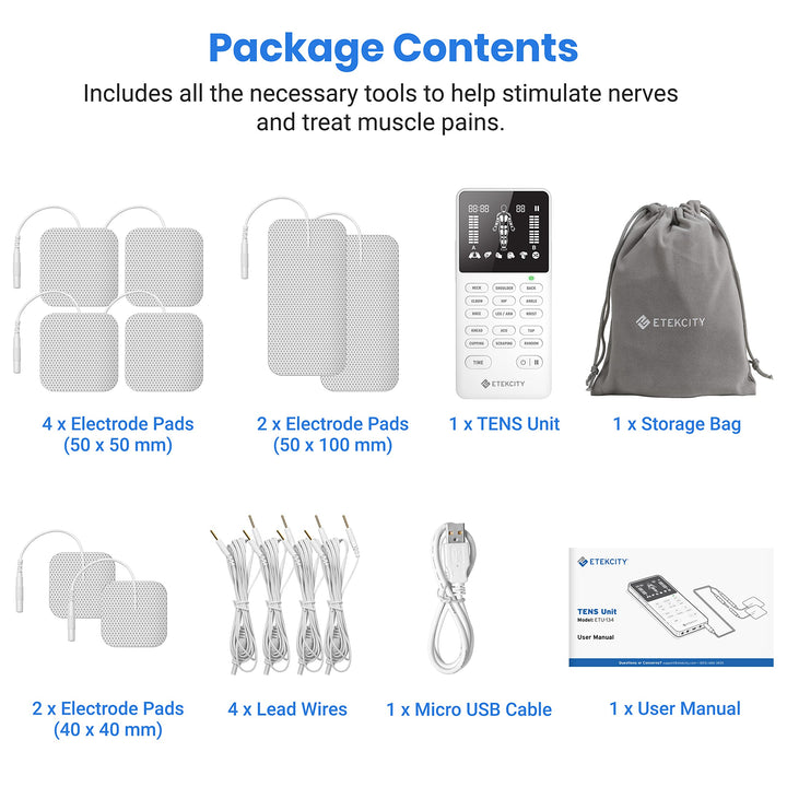 Etekcity 4-Channel Rechargeable TENS Unit,FSA-HSA Eligible Muscle Stimulator for Pain Relief, After-Exercise Relaxation, Physical Therapy, 8 Electrode Pads, Back,Neck,Shoulder,Sciatica, Period Cramps