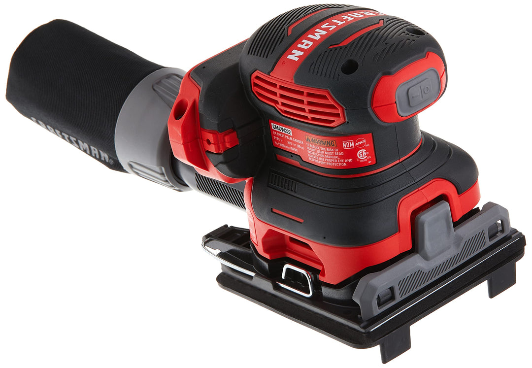 CRAFTSMAN V20 Sander, Cordless, 1/4 Sheet Sander, 9,000-12,000 OPM Bare Tool Only (CMCW222B) Retail $49.00