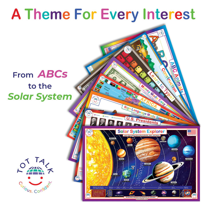 Tot Talk Solar System Explorer Educational Placemat for Kids - Double-Sided, Waterproof, Wipeable - Made in USA - Learn Planet Names and Facts, Front and Back Activities - 11.5" x 17.5" Retail $5.00