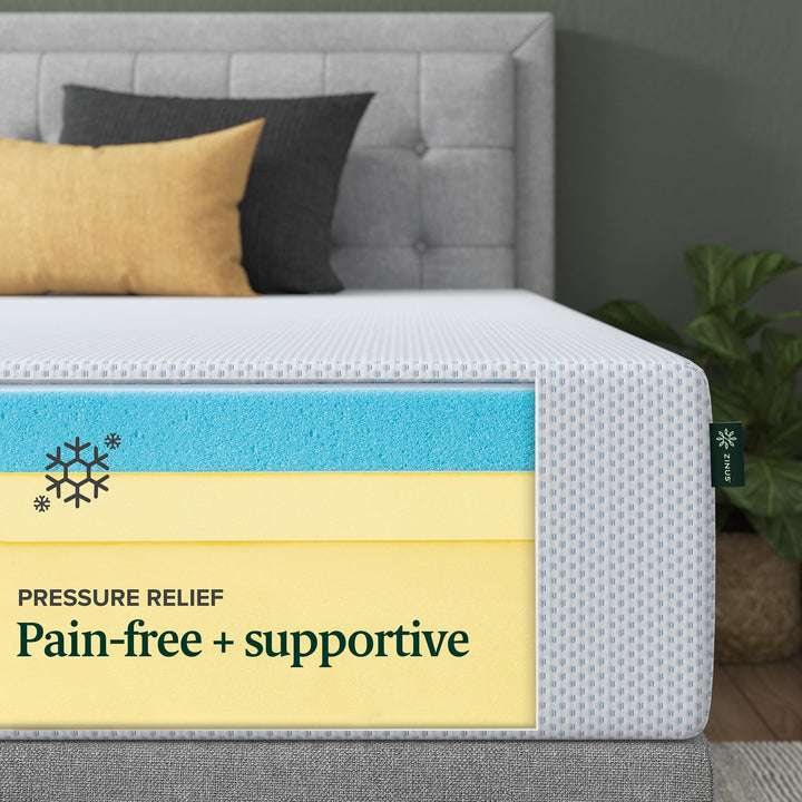 ZINUS 12 Inch Green Tea Cooling Gel Memory Foam Mattress, Fiberglass Free, Cooling Gel Foam, Pressure Relieving, CertiPUR-US Certified, Mattress in A Box, Queen Retail $228.00