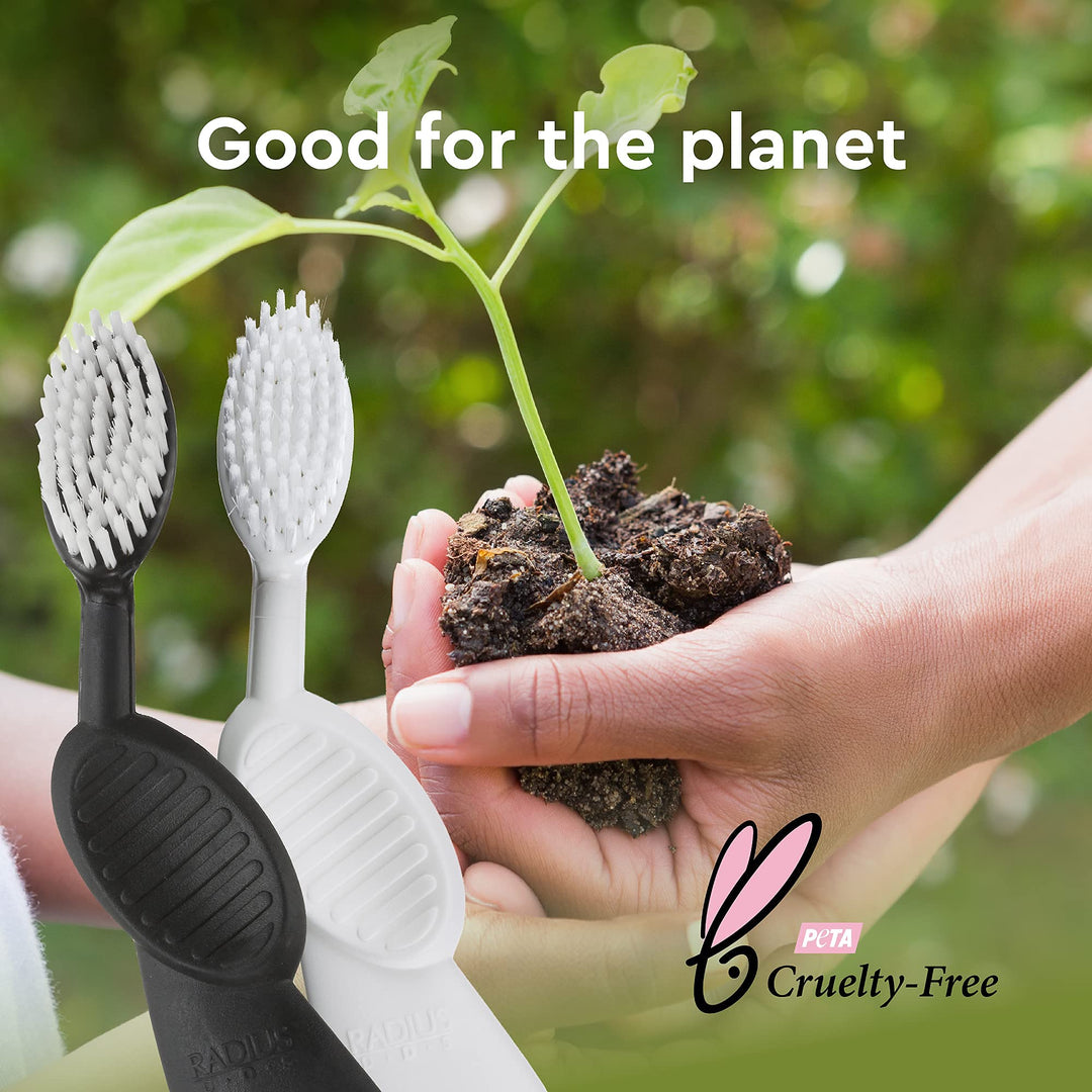 Radius Toothbrush, Flex Brush, Soft Bristles, Right Handed, Black Brush with White Bristles, BPA Free & ADA Accepted, Pack of 1 (Package May Vary)