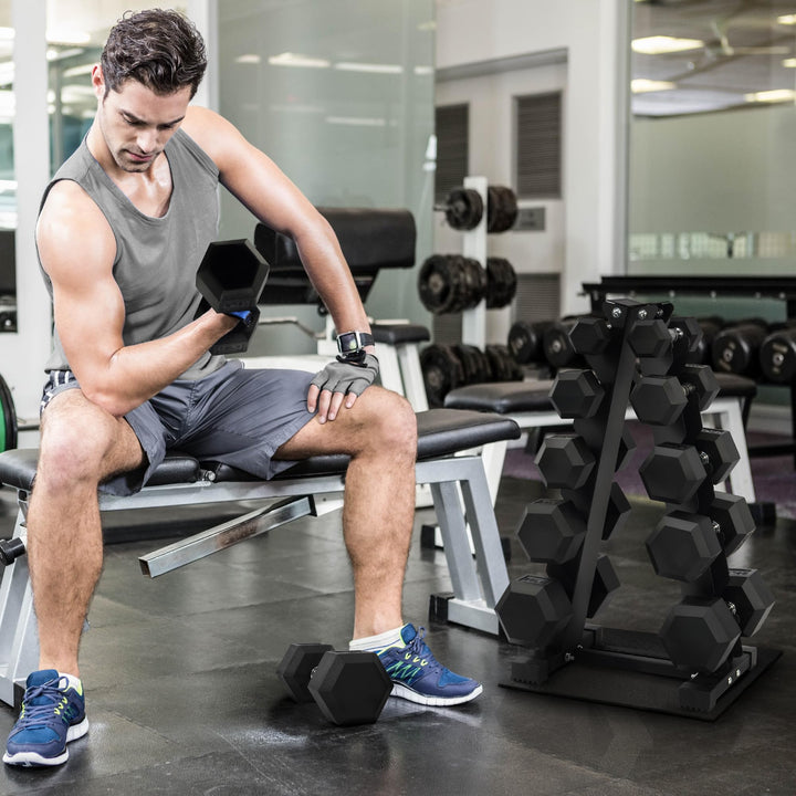 Rubber Encased Hex Dumbbell in Pairs Retail $29.99