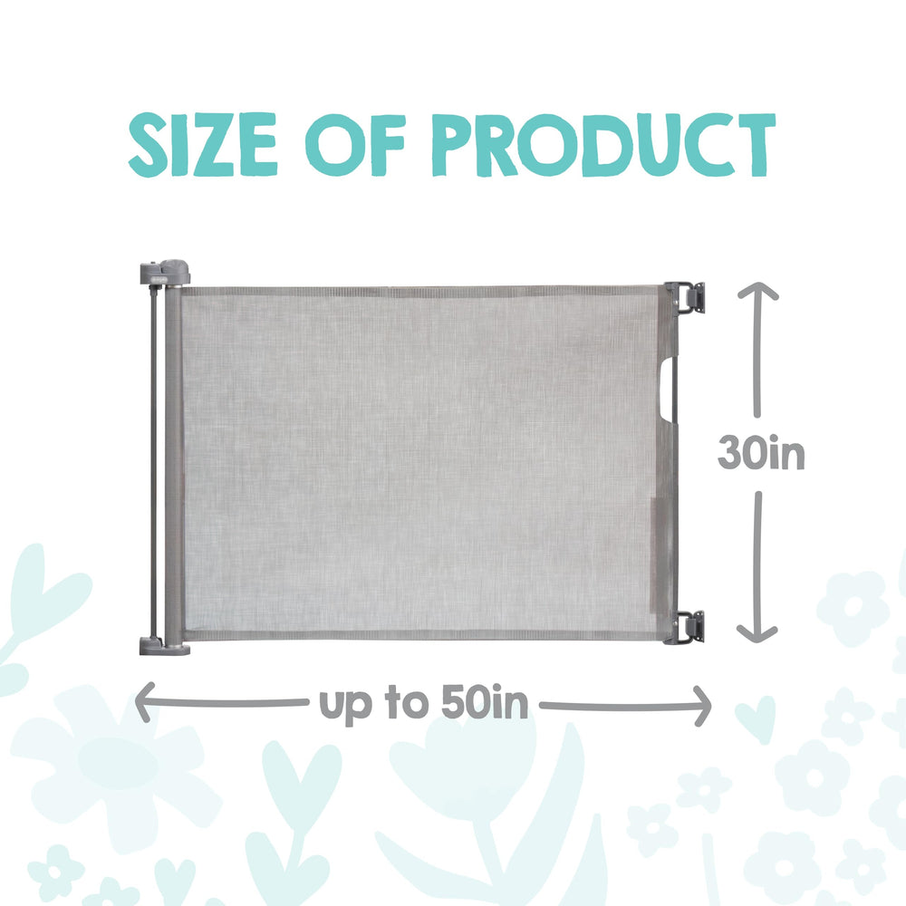 Regalo Safety 50" Extra Wide Retractable Baby Gate, Mesh Safety Gate for Doorways, Hallways & Bottom of Stairs, Hardware Mounted Gate for Babies, Toddlers & Pets, Lock Indicator Window, Gray Retail $34.98