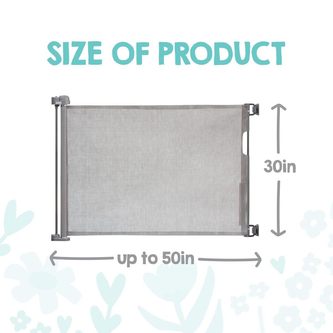 Regalo Safety 50" Extra Wide Retractable Baby Gate, Mesh Safety Gate for Doorways, Hallways & Bottom of Stairs, Hardware Mounted Gate for Babies, Toddlers & Pets, Lock Indicator Window, Gray Retail $34.98