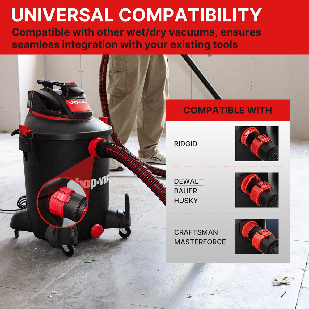 Shop-Vac Premium Universal Hose Plastic 12'X 1-7/8", Replacement Hose Compatible with Rigid, Dewalt, Husky, Craftsman, Bauer, Masterforce Vacuum Cleaners Retail $54.98