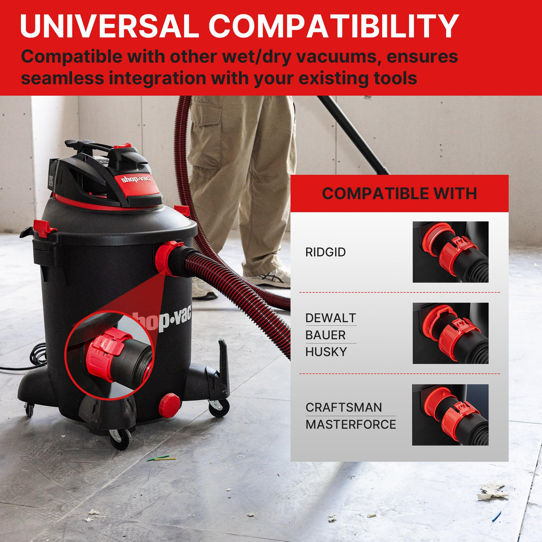 Shop-Vac Premium Universal Hose Plastic 12'X 1-7/8", Replacement Hose Compatible with Rigid, Dewalt, Husky, Craftsman, Bauer, Masterforce Vacuum Cleaners Retail $54.98