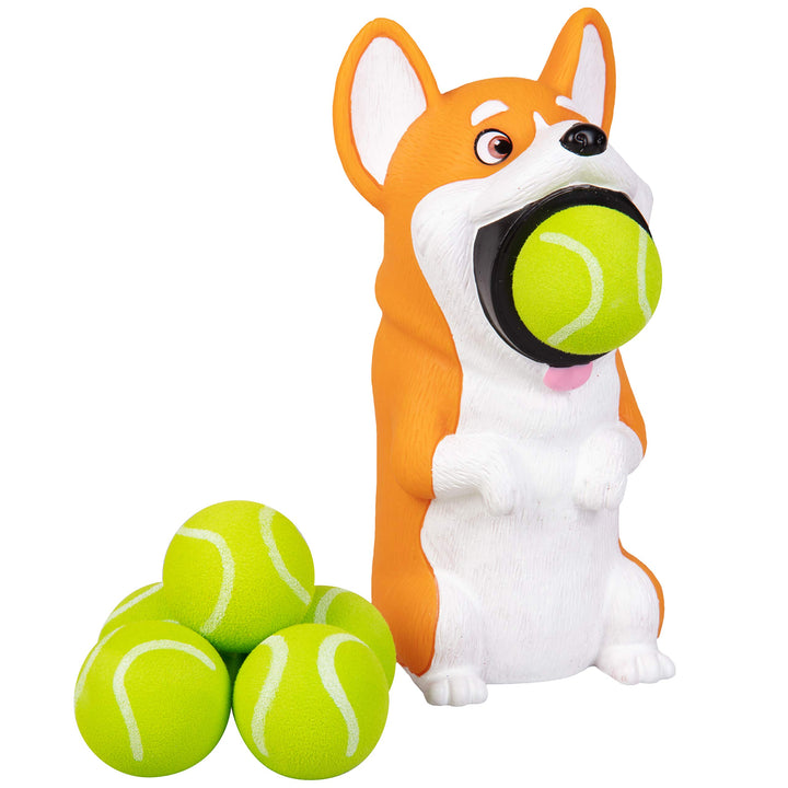 Hog Wild Corgi Ball Popper Toy - Stocking Stuffer Includes 4 Soft Foam Balls - Squeeze to Pop Air Powered Balls to 20 Feet - Launcher Safe for Indoor/Outdoor Play - Party Favor Gift for Kids Ages 5+