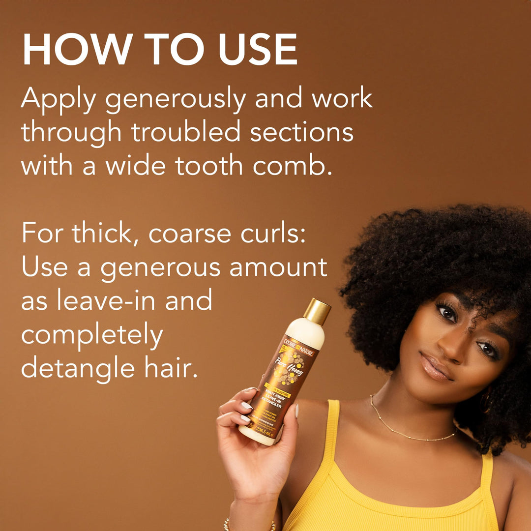 Creme of Nature Pure Honey Knot Away Leave-In Detangler, Instantly Detangles & Improves Manageability, With Coconut Oil & Shea Butter, For Dry, Dehydrated Hair, 8 oz