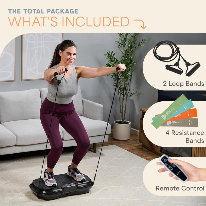 Lifepro Waver Vibration Plate Exercise Machine – High-Intensity Vibration Plate for Lymphatic Drainage – Full-Body Workout Vibrating Platform with Loop Bands – Fitness Equipment for Strength & Toning Retail $199.99