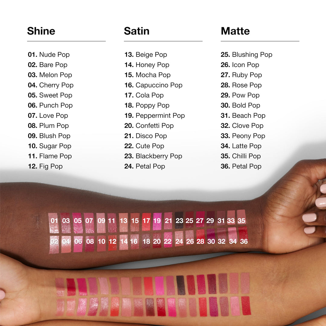 Clinique Pop Longwear Lipstick | Long Lasting, Satin, Matte + Shine, Petal Pop Matte, 1 Count