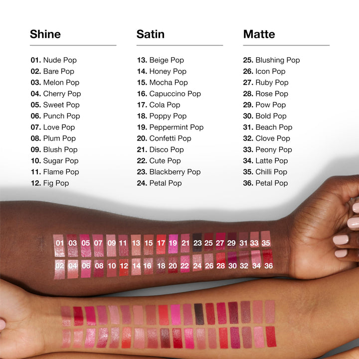 Clinique Pop Longwear Lipstick | Long Lasting, Satin, Matte + Shine, Petal Pop Matte, 1 Count