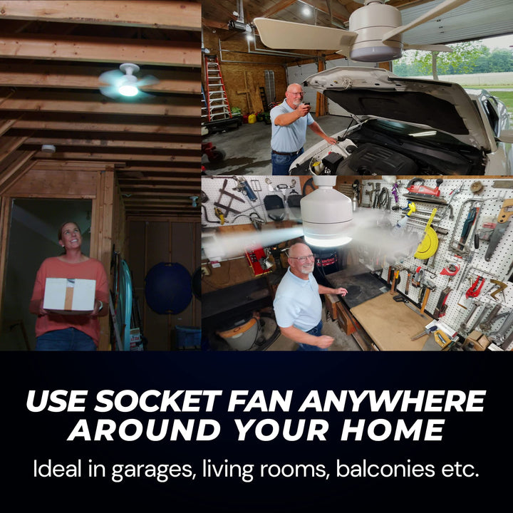 Bell+Howell Socket Breeze Modern Ceiling Fans with LED Lights, 10" LED E26/E27 Screw Base Mini Light Socket Fan with Cord for Bedroom, Living Room, Kitchen, Balcony Retail $51.95
