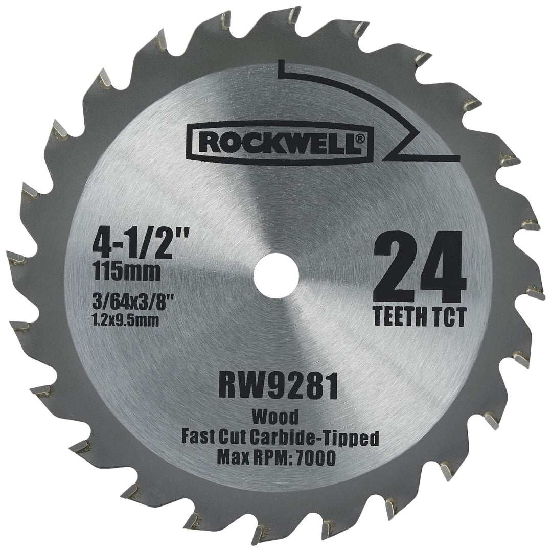 Rockwell RW9281 4 1/2-Inch 24T Carbide Tipped Compact Circular Saw Blade