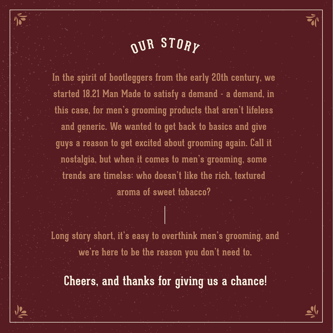 18.21 Man Made Hair Styling Product, 2oz. Original Sweet Tobacco Scent in Paste with Natural Shine Finish