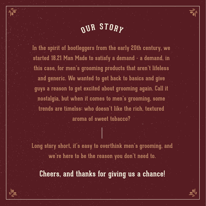 18.21 Man Made Hair Styling Product, 2oz. Original Sweet Tobacco Scent in Paste with Natural Shine Finish