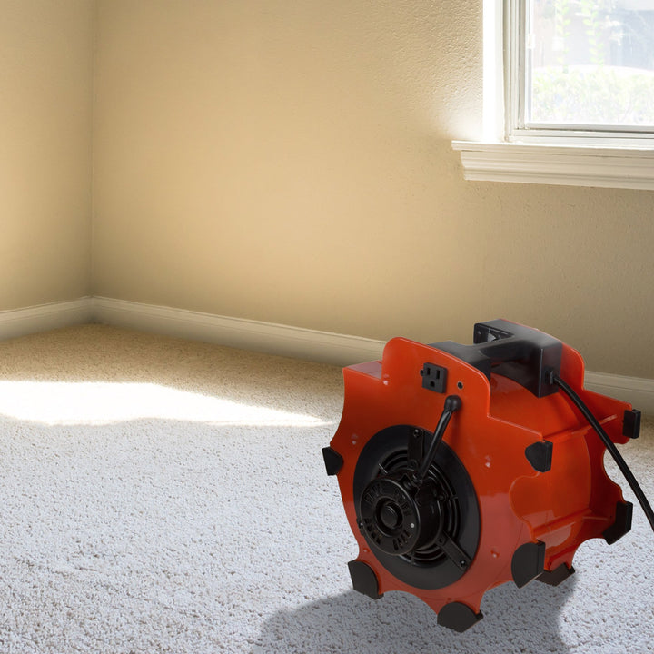 Blower Fan - 3-Speed Heavy-Duty Floor and Carpet Dryer - 1600 watts -Portable Air Mover with 4 Different Angles for Basements, Cars or Garages by Stalwart (Red) Retail $65.10