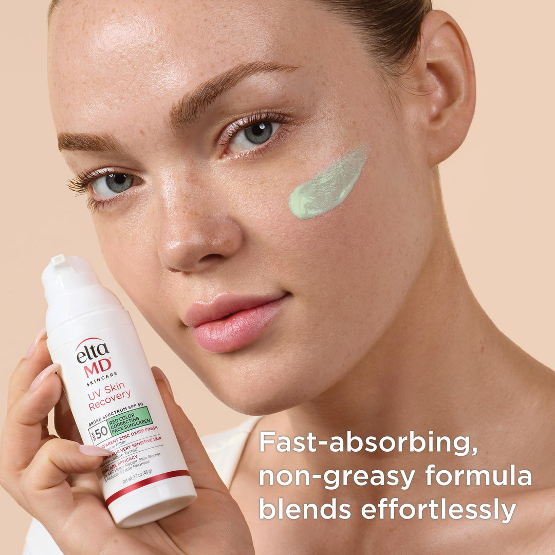 EltaMD UV Skin Recovery Green Tint All Mineral, Redness Reduction, Sensitive Skin Face Sunscreen SPF 50