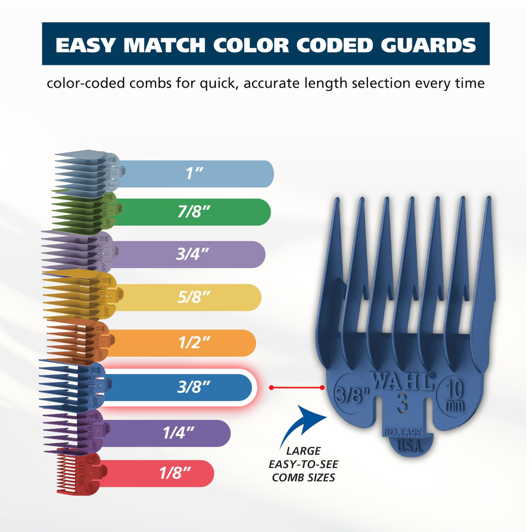 Wahl Color Pro Cordless Rechargeable Hair Clipper & Trimmer Ã¢â‚¬â€œ Easy Color-Coded Guide Combs - for Men, Women, & Children Ã¢â‚¬â€œ Model 9649P