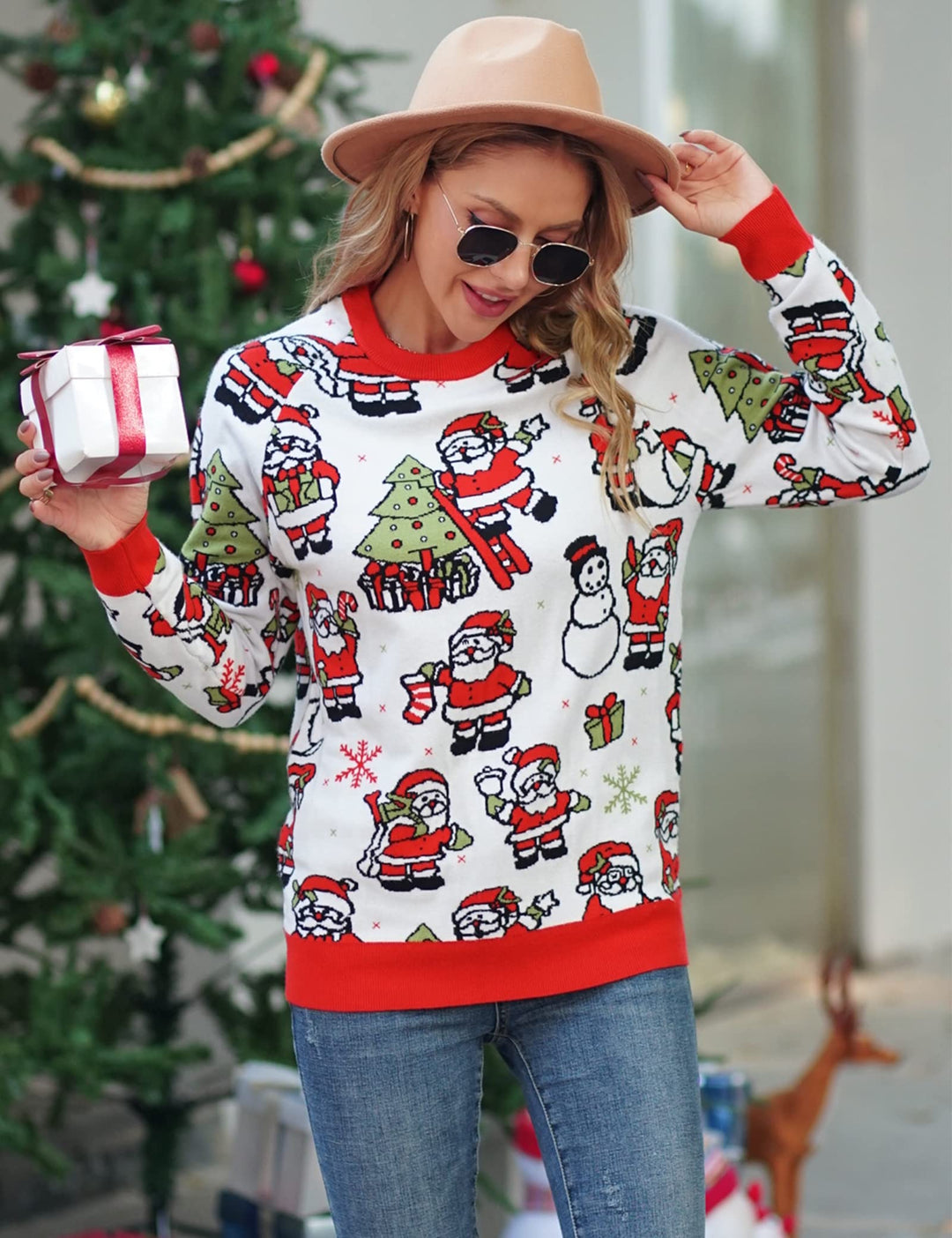 Sarin Mathews Snowman Sweaters for Women Dressy Cozy Knit Pullover Holiday Santa Christmas Tree Ugly Sweater XXL Retail $59.99