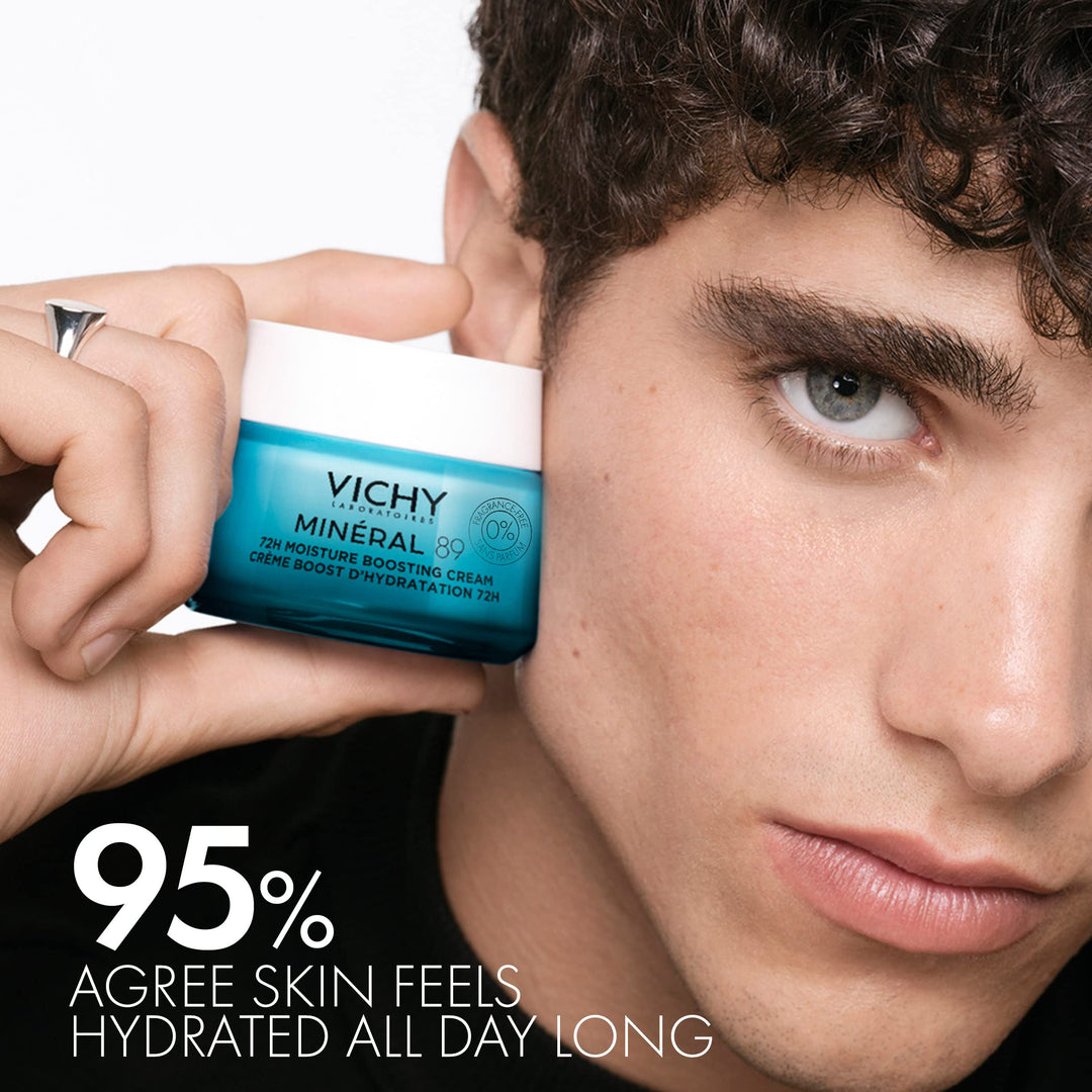 VICHY Mineral 89 Fragrance Free Cream, 72H Moisture Boosting Lightweight Cream, Hydrating Face Moisturizer with Hyaluronic Acid and Niacinamide, Suitable for All Skin Types