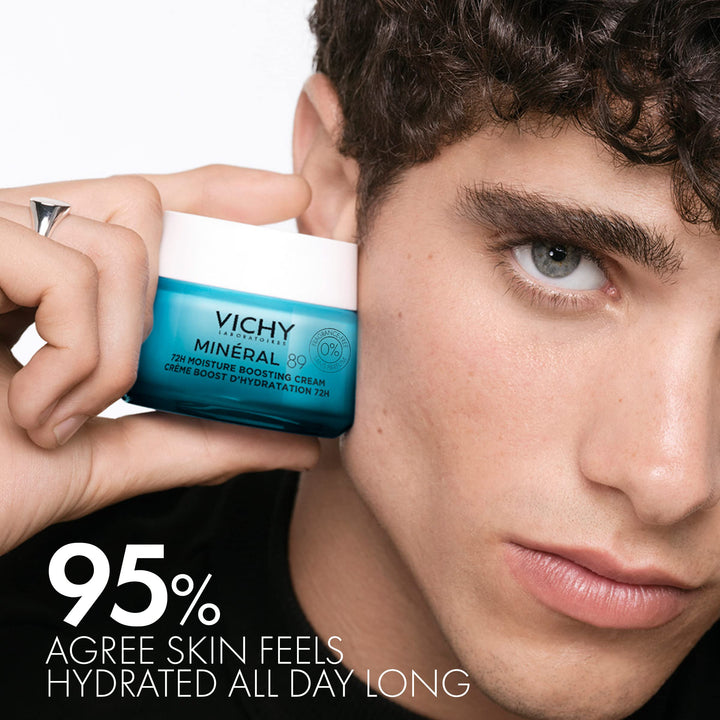 VICHY Mineral 89 Fragrance Free Cream, 72H Moisture Boosting Lightweight Cream, Hydrating Face Moisturizer with Hyaluronic Acid and Niacinamide, Suitable for All Skin Types