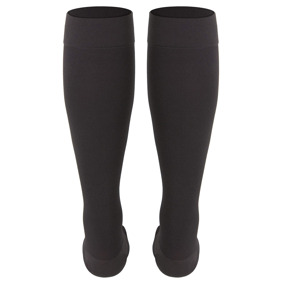 Truform 20-30 mmHg Compression Stockings for Men and Women, Knee High Length, Open Toe, Charcoal, Medium